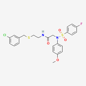 molecular formula C24H24ClFN2O4S2 B12502241 N-{2-[(3-chlorobenzyl)sulfanyl]ethyl}-N~2~-[(4-fluorophenyl)sulfonyl]-N~2~-(4-methoxyphenyl)glycinamide 