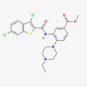 molecular formula C23H23Cl2N3O3S B12502246 Methyl 3-{[(3,6-dichloro-1-benzothiophen-2-yl)carbonyl]amino}-4-(4-ethylpiperazin-1-yl)benzoate 