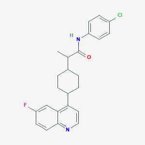 molecular formula C24H24ClFN2O B12502297 (2S)-N-(4-Chlorophenyl)-2-[cis-4-(6-fluoro-4-quinolyl)cyclohexyl]propanamide 