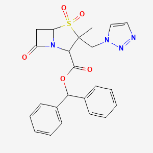 molecular formula C23H22N4O5S B12502358 Benzhydryl 3-methyl-4,4,7-trioxo-3-(triazol-1-ylmethyl)-4lambda6-thia-1-azabicyclo[3.2.0]heptane-2-carboxylate 