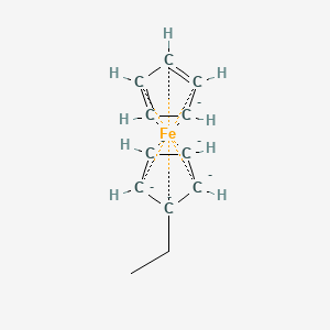 molecular formula C12H14Fe-6 B1250238 Cyclopenta-1,3-diene;ethylcyclopentane;iron 