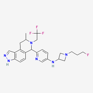 molecular formula C24H28F4N6 B12502505 N-[1-(3-fluoropropyl)azetidin-3-yl]-6-[8-methyl-7-(2,2,2-trifluoroethyl)-3,6,8,9-tetrahydropyrazolo[4,3-f]isoquinolin-6-yl]pyridin-3-amine 
