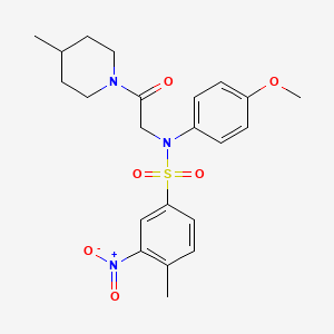 molecular formula C22H27N3O6S B12502509 N-(4-methoxyphenyl)-4-methyl-N-[2-(4-methylpiperidin-1-yl)-2-oxoethyl]-3-nitrobenzenesulfonamide 