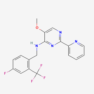 molecular formula C18H14F4N4O B12502525 N-(4-Fluoro-2-(trifluoromethyl)benzyl)-5-methoxy-2-(pyridin-2-yl)pyrimidin-4-amine 