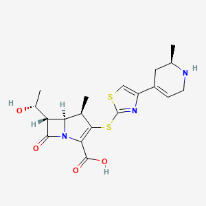 molecular formula C19H23N3O4S2 B1250256 (4R,5S,6S)-6-[(1R)-1-hydroxyethyl]-4-methyl-3-[[4-[(2R)-2-methyl-1,2,3,6-tetrahydropyridin-4-yl]-1,3-thiazol-2-yl]sulfanyl]-7-oxo-1-azabicyclo[3.2.0]hept-2-ene-2-carboxylic acid 