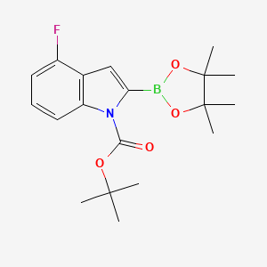 molecular formula C19H25BFNO4 B12502579 tert-Butyl 4-fluoro-2-(4,4,5,5-tetramethyl-1,3,2-dioxaborolan-2-yl)-1H-indole-1-carboxylate 