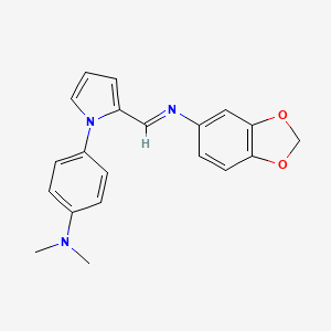 molecular formula C20H19N3O2 B12502582 N-[(E)-{1-[4-(dimethylamino)phenyl]-1H-pyrrol-2-yl}methylidene]-1,3-benzodioxol-5-amine 