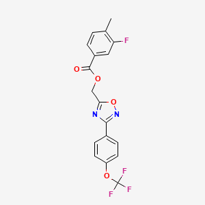 molecular formula C18H12F4N2O4 B12502703 {3-[4-(Trifluoromethoxy)phenyl]-1,2,4-oxadiazol-5-yl}methyl 3-fluoro-4-methylbenzoate 