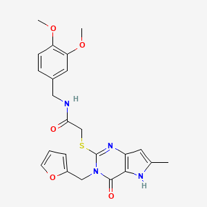 molecular formula C23H24N4O5S B12502805 N-(3,4-dimethoxybenzyl)-2-{[3-(furan-2-ylmethyl)-6-methyl-4-oxo-4,5-dihydro-3H-pyrrolo[3,2-d]pyrimidin-2-yl]sulfanyl}acetamide 