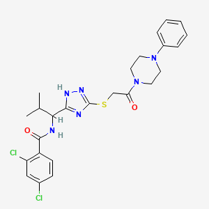 molecular formula C25H28Cl2N6O2S B12502811 2,4-dichloro-N-[2-methyl-1-(5-{[2-oxo-2-(4-phenylpiperazin-1-yl)ethyl]sulfanyl}-4H-1,2,4-triazol-3-yl)propyl]benzamide 