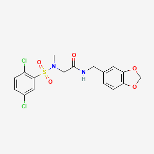 molecular formula C17H16Cl2N2O5S B12502820 N-(1,3-benzodioxol-5-ylmethyl)-N~2~-[(2,5-dichlorophenyl)sulfonyl]-N~2~-methylglycinamide 