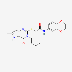 molecular formula C22H26N4O4S B12502854 N-(2,3-dihydro-1,4-benzodioxin-6-yl)-2-{[6-methyl-3-(3-methylbutyl)-4-oxo-4,5-dihydro-3H-pyrrolo[3,2-d]pyrimidin-2-yl]sulfanyl}acetamide 