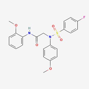 molecular formula C22H21FN2O5S B12502865 N~2~-[(4-fluorophenyl)sulfonyl]-N-(2-methoxyphenyl)-N~2~-(4-methoxyphenyl)glycinamide 