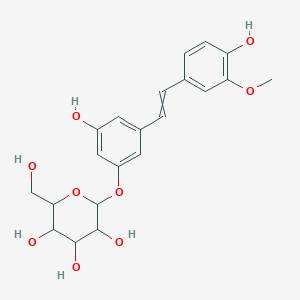 molecular formula C21H24O9 B12502876 2-{3-Hydroxy-5-[2-(4-hydroxy-3-methoxyphenyl)ethenyl]phenoxy}-6-(hydroxymethyl)oxane-3,4,5-triol 