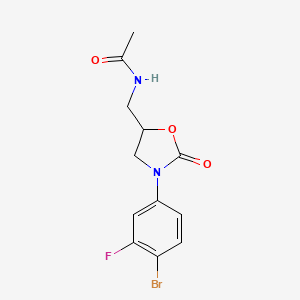 molecular formula C12H12BrFN2O3 B12502967 N-{[3-(4-bromo-3-fluorophenyl)-2-oxo-1,3-oxazolidin-5-yl]methyl}acetamide 