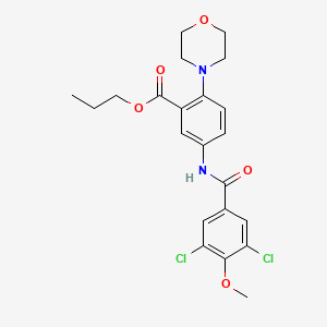 molecular formula C22H24Cl2N2O5 B12503025 Propyl 5-{[(3,5-dichloro-4-methoxyphenyl)carbonyl]amino}-2-(morpholin-4-yl)benzoate 