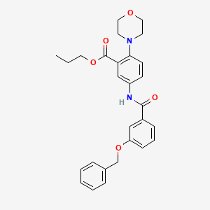 molecular formula C28H30N2O5 B12503040 Propyl 5-({[3-(benzyloxy)phenyl]carbonyl}amino)-2-(morpholin-4-yl)benzoate 