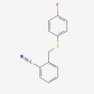 molecular formula C14H10FNS B12503045 2-{[(4-Fluorophenyl)sulfanyl]methyl}benzonitrile 