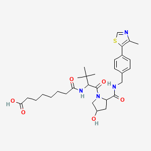 molecular formula C30H42N4O6S B12503084 7-({1-[4-Hydroxy-2-({[4-(4-methyl-1,3-thiazol-5-yl)phenyl]methyl}carbamoyl)pyrrolidin-1-yl]-3,3-dimethyl-1-oxobutan-2-yl}carbamoyl)heptanoic acid 