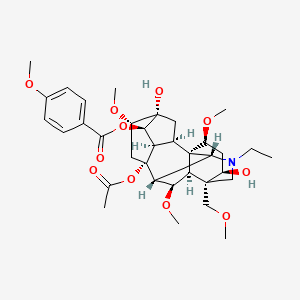 [(1S,2R,3R,4R,5S,6S,8R,9R,10R,13R,14R,16S,17S,18R)-8-acetyloxy-11-ethyl-5,14-dihydroxy-6,16,18-trimethoxy-13-(methoxymethyl)-11-azahexacyclo[7.7.2.12,5.01,10.03,8.013,17]nonadecan-4-yl] 4-methoxybenzoate
