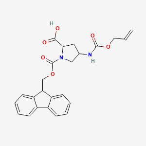 molecular formula C24H24N2O6 B12503157 (2R,4R)-1-(((9H-Fluoren-9-yl)methoxy)carbonyl)-4-(((allyloxy)carbonyl)amino)pyrrolidine-2-carboxylic acid 