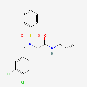 molecular formula C18H18Cl2N2O3S B12503247 N~2~-(3,4-dichlorobenzyl)-N~2~-(phenylsulfonyl)-N-prop-2-en-1-ylglycinamide 