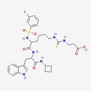 molecular formula C31H39FN6O6S2 B12503292 3-{[(5-{[1-(cyclobutylcarbamoyl)-2-(1H-indol-3-yl)ethyl]carbamoyl}-5-(3-fluorobenzenesulfonamido)pentyl)carbamothioyl]amino}propanoic acid 