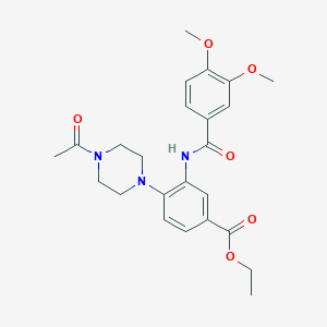 molecular formula C24H29N3O6 B12503299 Ethyl 4-(4-acetylpiperazin-1-yl)-3-{[(3,4-dimethoxyphenyl)carbonyl]amino}benzoate 