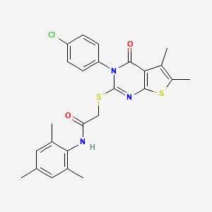 molecular formula C25H24ClN3O2S2 B12503334 2-{[3-(4-chlorophenyl)-5,6-dimethyl-4-oxo-3,4-dihydrothieno[2,3-d]pyrimidin-2-yl]sulfanyl}-N-(2,4,6-trimethylphenyl)acetamide 