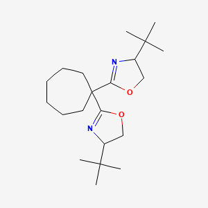 molecular formula C21H36N2O2 B12503355 (4R,4'R)-2,2'-(Cycloheptane-1,1-diyl)bis(4-tert-butyl-4,5-dihydrooxazole) 