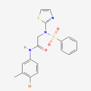 molecular formula C18H16BrN3O3S2 B12503418 N-(4-Bromo-3-methylphenyl)-2-(N-(thiazol-2-yl)phenylsulfonamido)acetamide 