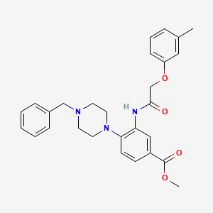 molecular formula C28H31N3O4 B12503421 Methyl 4-(4-benzylpiperazin-1-yl)-3-{[(3-methylphenoxy)acetyl]amino}benzoate 