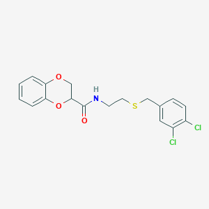 molecular formula C18H17Cl2NO3S B12503436 N-{2-[(3,4-dichlorobenzyl)sulfanyl]ethyl}-2,3-dihydro-1,4-benzodioxine-2-carboxamide 