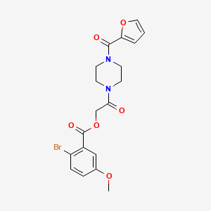 molecular formula C19H19BrN2O6 B12503452 2-(4-(Furan-2-carbonyl)piperazin-1-yl)-2-oxoethyl 2-bromo-5-methoxybenzoate 