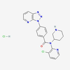 molecular formula C22H21Cl2N7O B12503503 N-(3-chloropyridin-2-yl)-N-(piperidin-3-yl)-4-{[1,2,3]triazolo[4,5-b]pyridin-3-yl}benzamide hydrochloride 