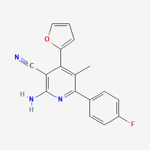 molecular formula C17H12FN3O B12503518 2-Amino-6-(4-fluorophenyl)-4-(furan-2-yl)-5-methylnicotinonitrile 