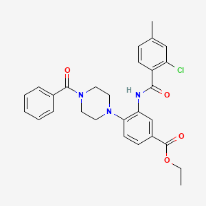 molecular formula C28H28ClN3O4 B12503548 Ethyl 3-{[(2-chloro-4-methylphenyl)carbonyl]amino}-4-[4-(phenylcarbonyl)piperazin-1-yl]benzoate 