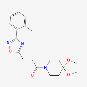 molecular formula C19H23N3O4 B12503560 1-(1,4-Dioxa-8-azaspiro[4.5]dec-8-yl)-3-[3-(2-methylphenyl)-1,2,4-oxadiazol-5-yl]propan-1-one 