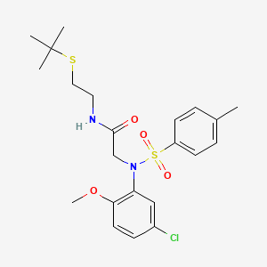 molecular formula C22H29ClN2O4S2 B12503578 N-[2-(tert-butylsulfanyl)ethyl]-N~2~-(5-chloro-2-methoxyphenyl)-N~2~-[(4-methylphenyl)sulfonyl]glycinamide 