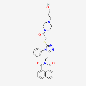 molecular formula C31H32N6O4S B12503587 2-{2-[5-({2-[4-(3-hydroxypropyl)piperazin-1-yl]-2-oxoethyl}sulfanyl)-4-phenyl-4H-1,2,4-triazol-3-yl]ethyl}-1H-benzo[de]isoquinoline-1,3(2H)-dione 