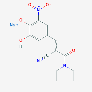 molecular formula C14H14N3NaO5 B12503601 Sodium 4-[2-cyano-2-(diethylcarbamoyl)eth-1-en-1-yl]-2-hydroxy-6-nitrobenzenolate 