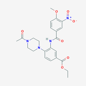 molecular formula C23H26N4O7 B12503644 Ethyl 4-(4-acetylpiperazin-1-yl)-3-{[(4-methoxy-3-nitrophenyl)carbonyl]amino}benzoate 