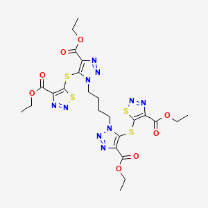 molecular formula C24H28N10O8S4 B12503723 diethyl 5,5'-(butane-1,4-diylbis{[4-(ethoxycarbonyl)-1H-1,2,3-triazole-1,5-diyl]sulfanediyl})bis(1,2,3-thiadiazole-4-carboxylate) 