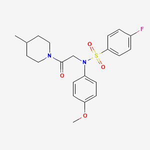 molecular formula C21H25FN2O4S B12503729 4-fluoro-N-(4-methoxyphenyl)-N-[2-(4-methylpiperidin-1-yl)-2-oxoethyl]benzenesulfonamide 