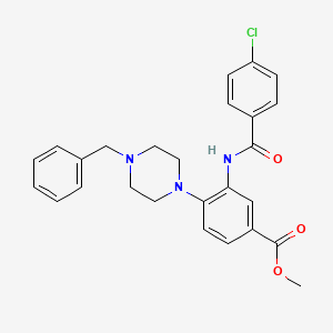 molecular formula C26H26ClN3O3 B12503781 Methyl 4-(4-benzylpiperazin-1-yl)-3-{[(4-chlorophenyl)carbonyl]amino}benzoate 