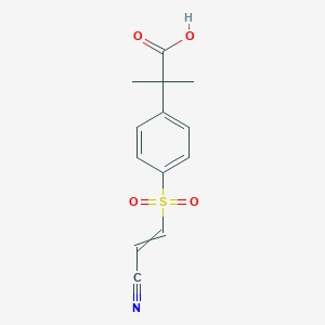 molecular formula C13H13NO4S B12503797 2-[4-(2-Cyanoeth-1-ene-1-sulfonyl)phenyl]-2-methylpropanoic acid 