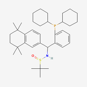 molecular formula C37H56NOPS B12503799 N-{[2-(dicyclohexylphosphanyl)phenyl](5,5,8,8-tetramethyl-6,7-dihydronaphthalen-2-yl)methyl}-2-methylpropane-2-sulfinamide 