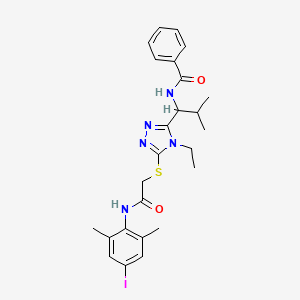 molecular formula C25H30IN5O2S B12503837 N-{1-[4-ethyl-5-({2-[(4-iodo-2,6-dimethylphenyl)amino]-2-oxoethyl}sulfanyl)-4H-1,2,4-triazol-3-yl]-2-methylpropyl}benzamide 