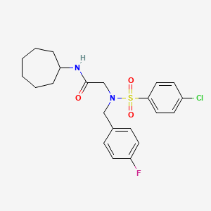 molecular formula C22H26ClFN2O3S B12503853 N~2~-[(4-chlorophenyl)sulfonyl]-N-cycloheptyl-N~2~-(4-fluorobenzyl)glycinamide 