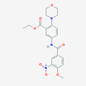 molecular formula C21H23N3O7 B12503912 Ethyl 5-{[(4-methoxy-3-nitrophenyl)carbonyl]amino}-2-(morpholin-4-yl)benzoate 